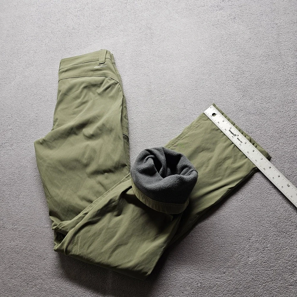 Eddie Bauer First Ascent Guide Pants Womens 2 Olive Green Fleece Lined Hiking